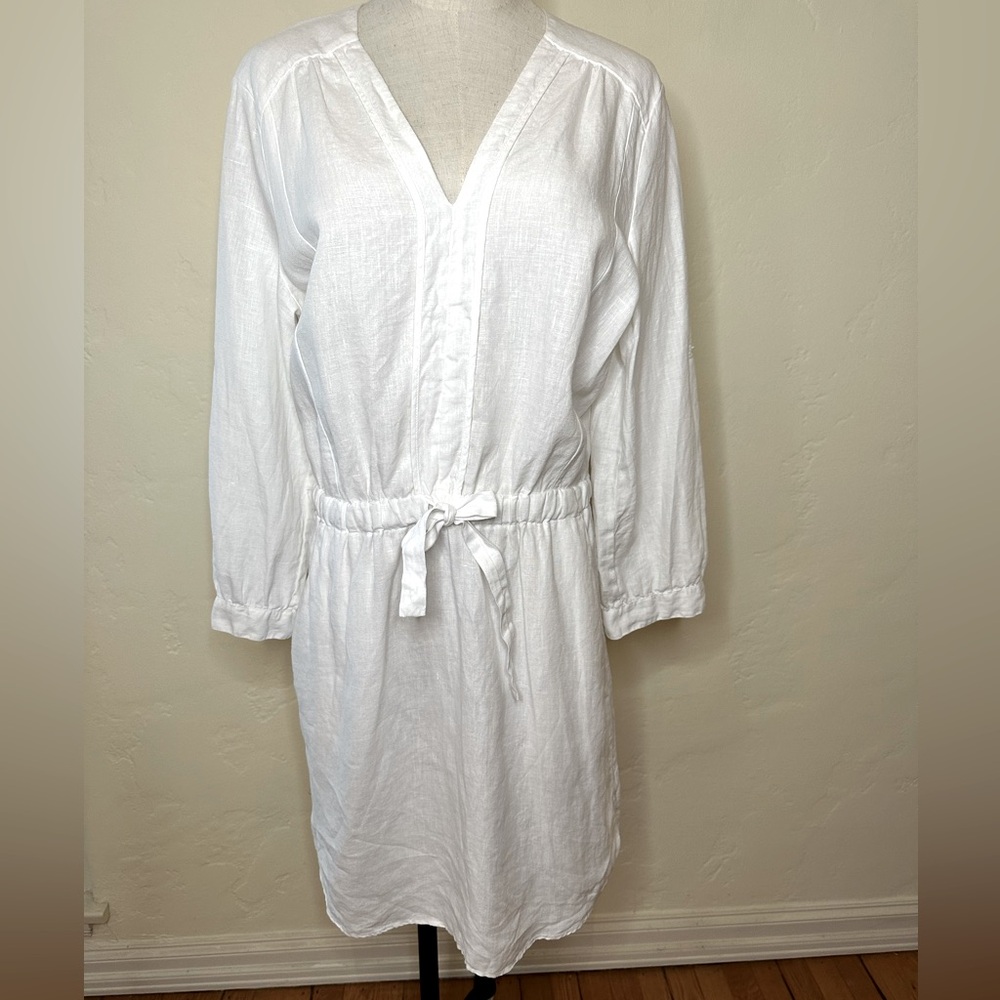 White linen drawstring waist dress by 0039 Italy also Swimsuit coverup Size S